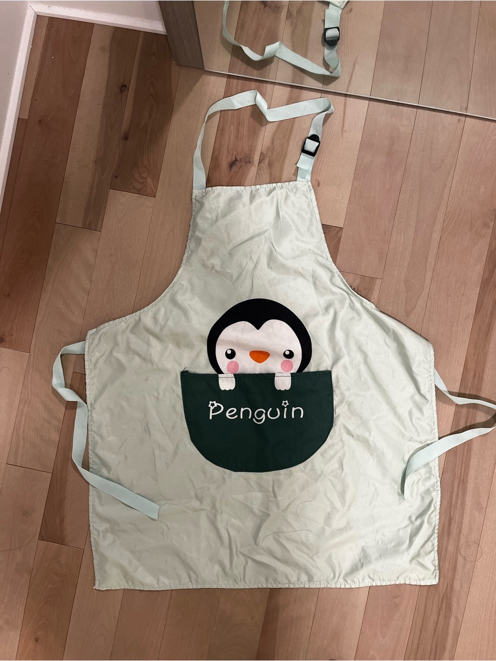 Cute Penguin Pocket Apron in Light Mint